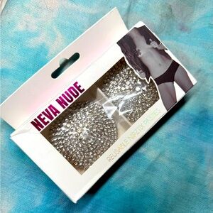 BNIB Neva Nude Akira Silver Reusable Rhinestone Pastie Nipple Covers